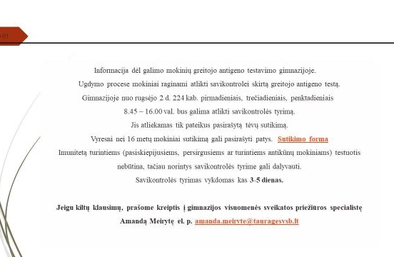 SVARBI INFORMACIJA