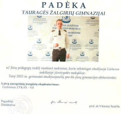 Padėka Gediminui Zykui