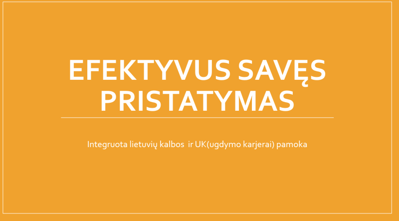 Integruota ugdymo karjerai (UK) ir lietuvių kalbos pamoka